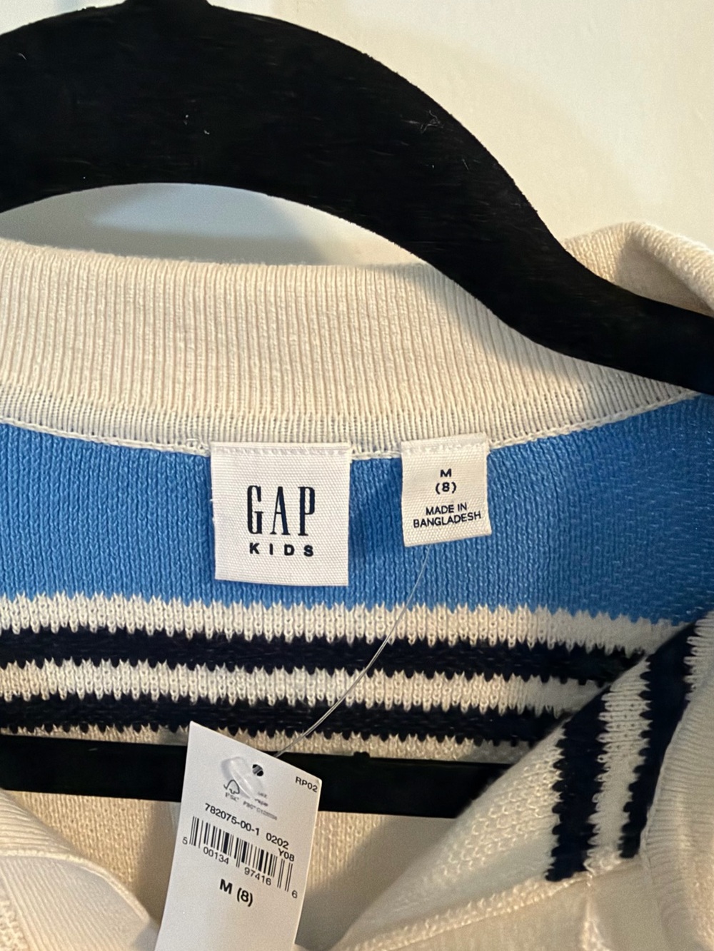 GAP Kids Cream, Blue & Navy Striped Knit Jacket